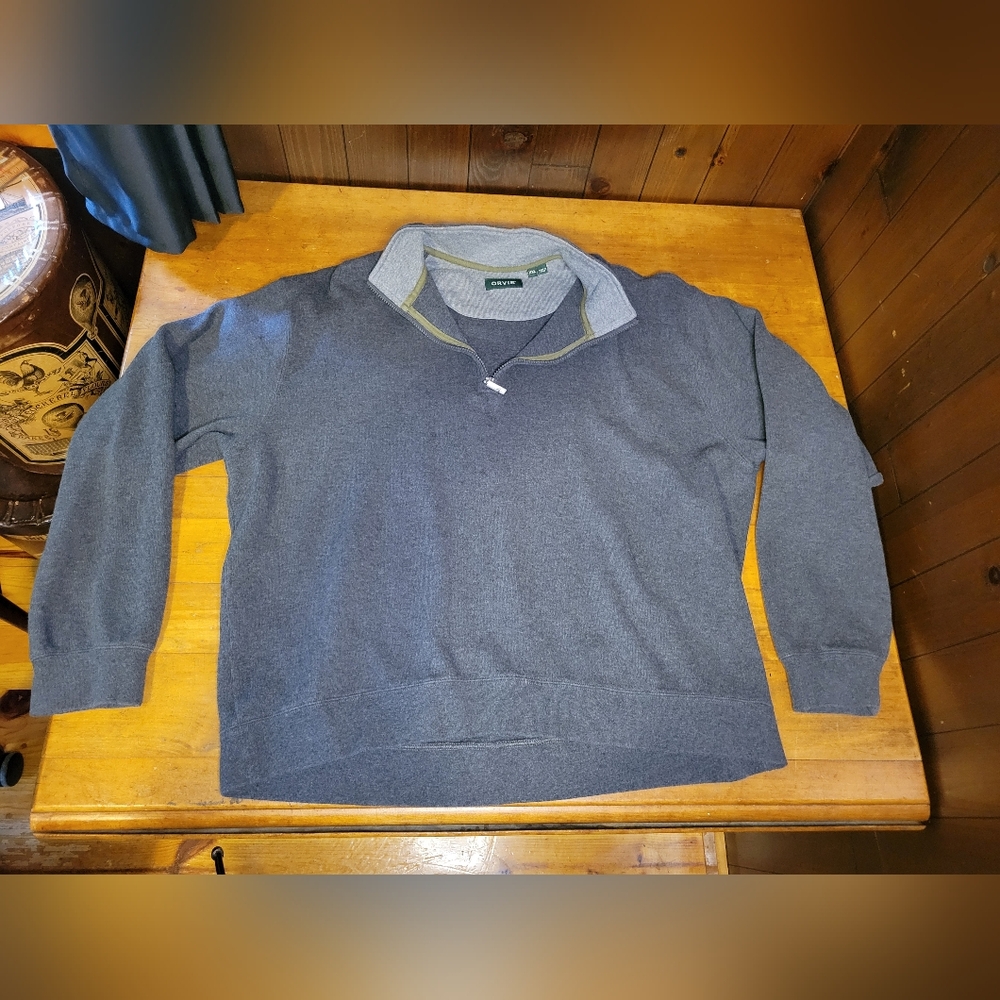 Orvis Men Grey Long Sleeve 1/2 zip Sweater Size XXL